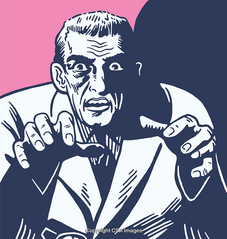 Vintage Comic Style Illustration of a Surprised Man in High Contrast
