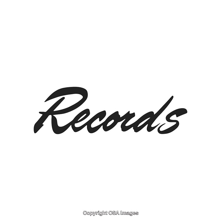 Elegant 'Records' Text Design in Stylish Calligraphy on White Background