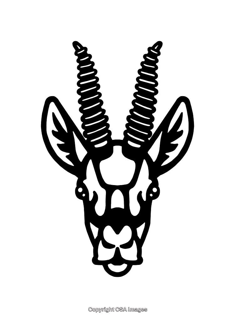 Black and White Illustration of Gazelle Head Line Art Design