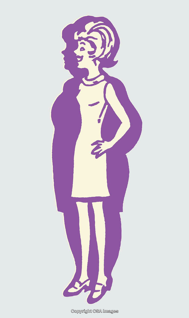 Abstract Illustration of Woman With Unique Purple Silhouette Highlight Effect