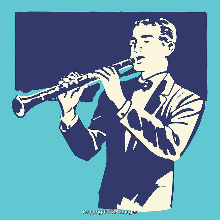 Stylized Clarinet Player Illustration in Retro Pop Art Style