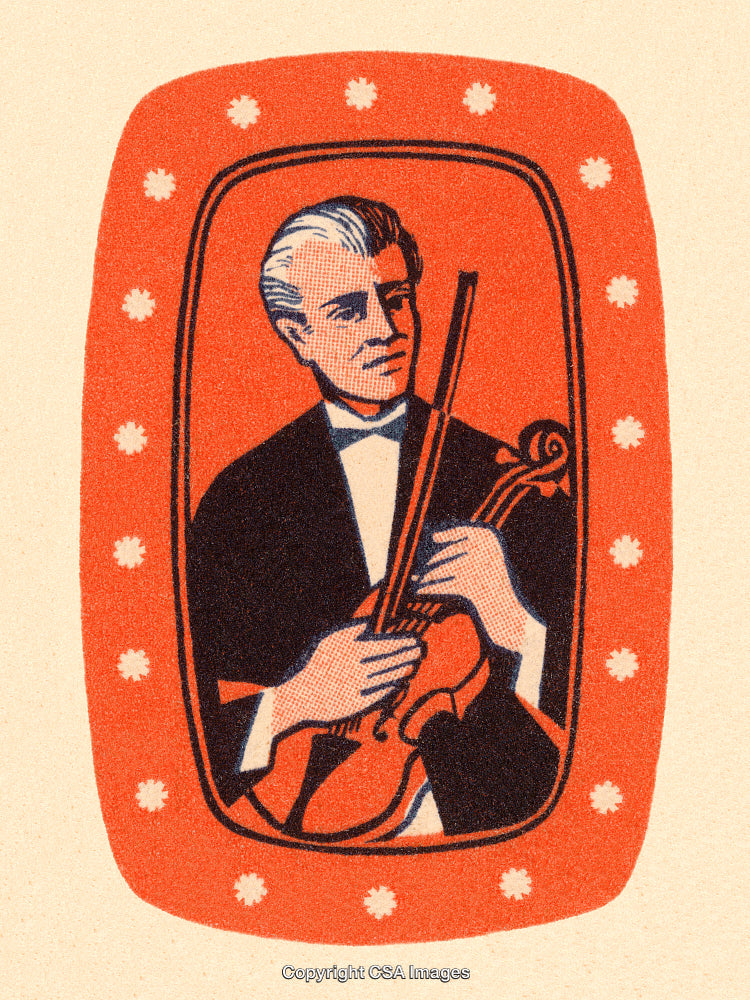 Illustration of a Violinist in a Vintage Retro Style Art Print