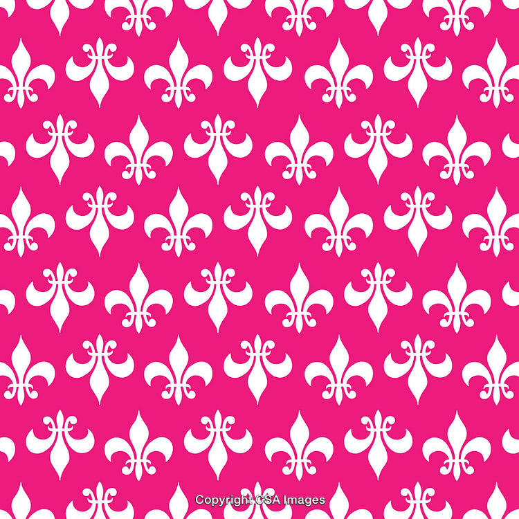 Pink and White Fleur-de-Lis Pattern on Solid Background