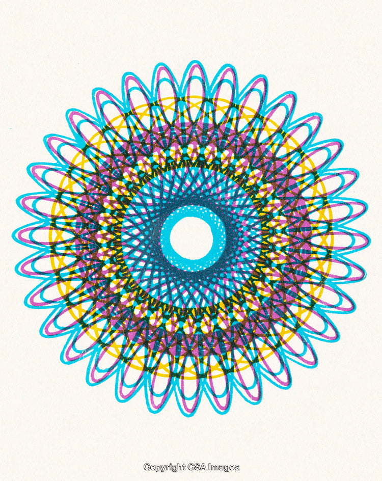 Intricate Colorful Circular Geometric Pattern with Abstract Symmetry on White Background