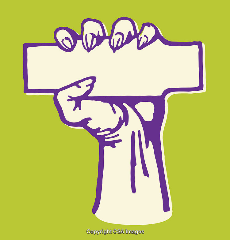 Illustration of a Hand Holding a Blank Sign on Vibrant Background