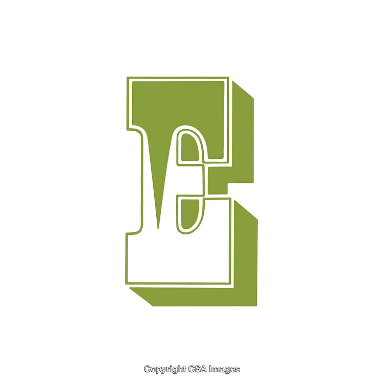 Stylized Green Letter 'E' with Decorative Outline on White Background