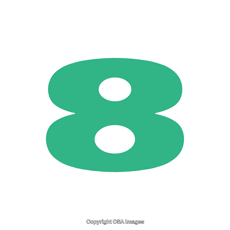 Bold Green Number Eight on a White Background