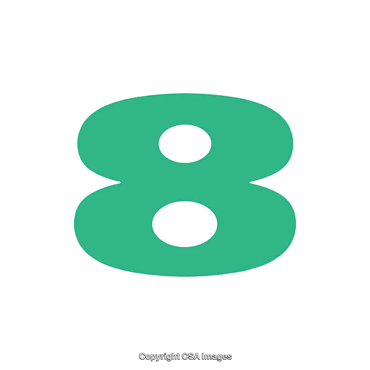 Bold Green Number Eight on a White Background