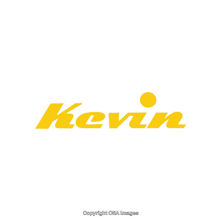 Bold Yellow Kevin Name Design on Clean White Background