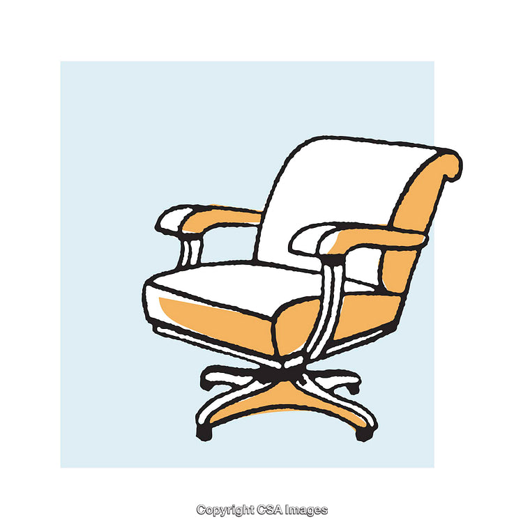 Illustrated Office Chair With Orange and White Design