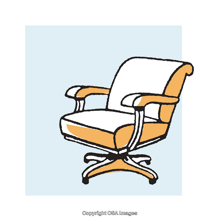 Illustrated Office Chair With Orange and White Design