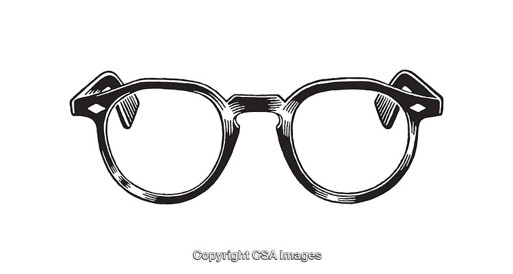 Vintage Black and White Retro Glasses Line Art Drawing