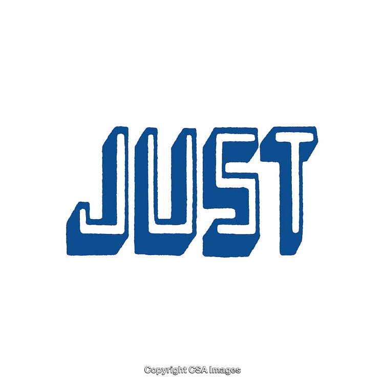 Bold Blue Just Text Illustration on a Clear White Background