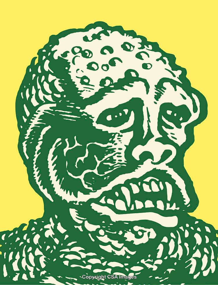 Abstract Illustration of a Unique Cartoon Character on a Yellow Background