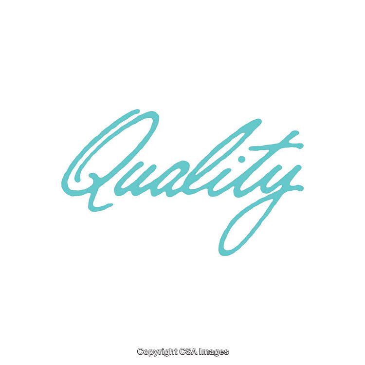 Elegant Calligraphy Design Featuring the Word 'Quality' in Blue Script