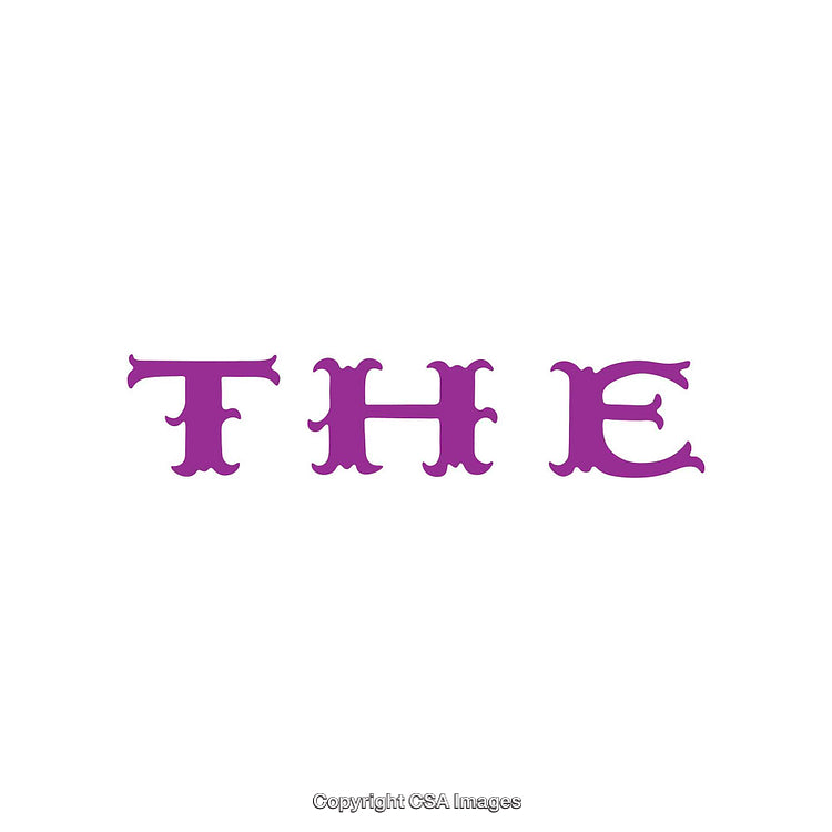 Purple Ornamental Text Illustration on White Background Artwork