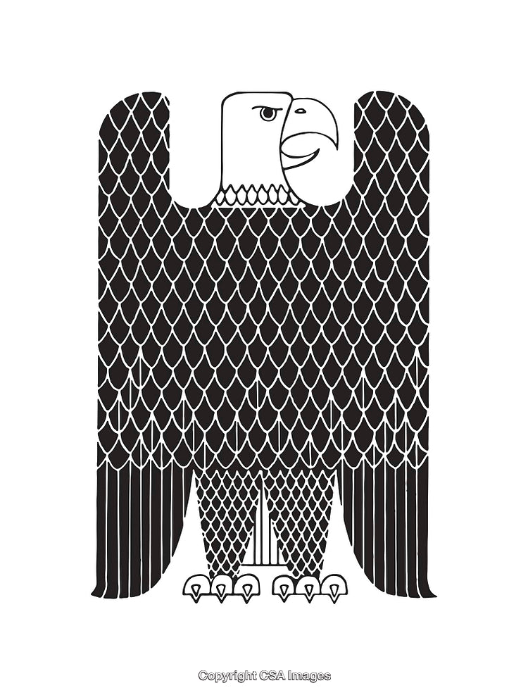 Intricate Black-and-White Line Art Illustration of an Eagle Symbol