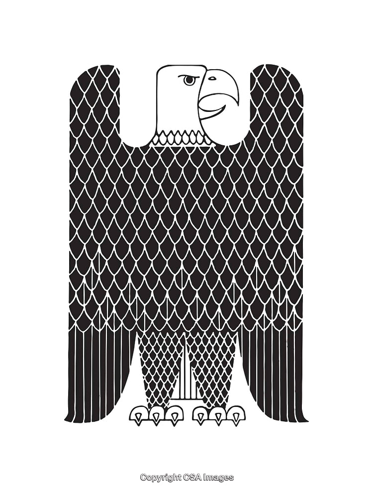 Intricate Black-and-White Line Art Illustration of an Eagle Symbol