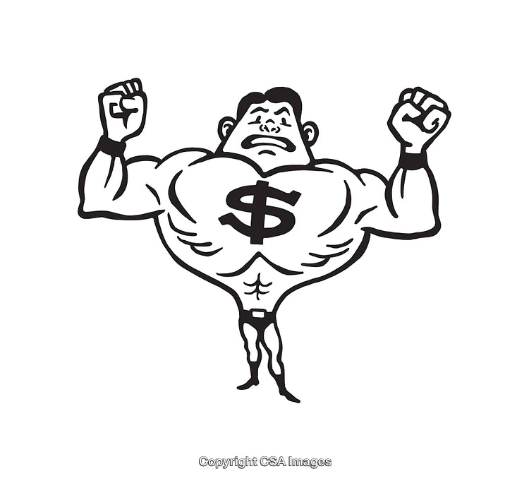 Line Art of a Strong Man With Dollar Symbol On Chest