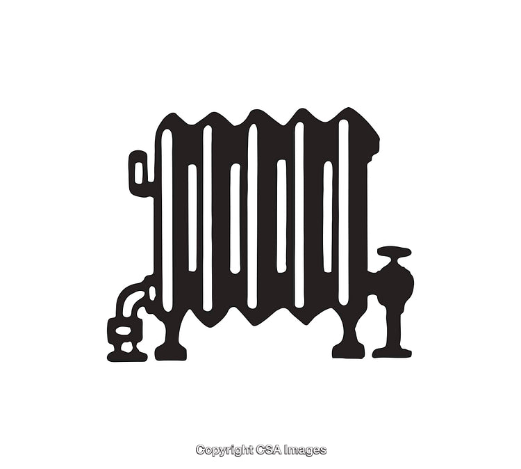 Black and White Line Art Illustration of a Classic Radiator Heater