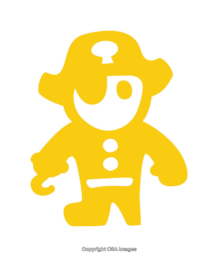 Yellow Pirate-Themed Icon Featuring Cartoon Style and Playful Design