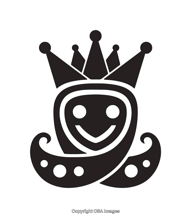 Black and White Royal Jester Icon Design