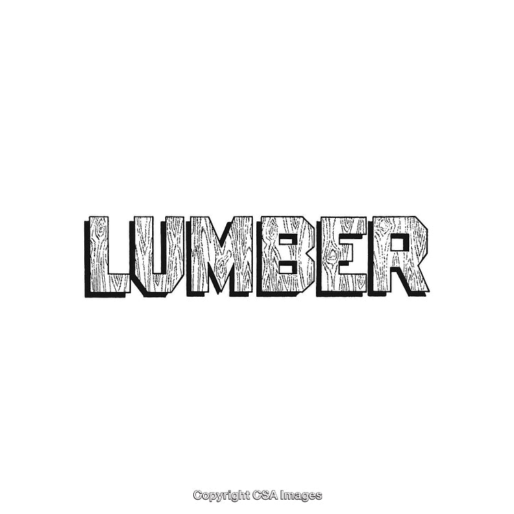 Lumber Word Graphic with Bold Wooden Lettering and Texture Effect