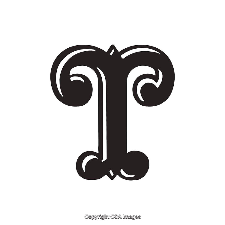 Elegant Decorative Representation of the Letter T With Ornate Details