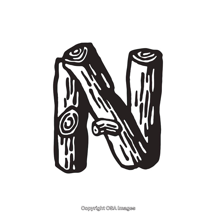 Letter N Shaped With Artistic Wooden Log Design