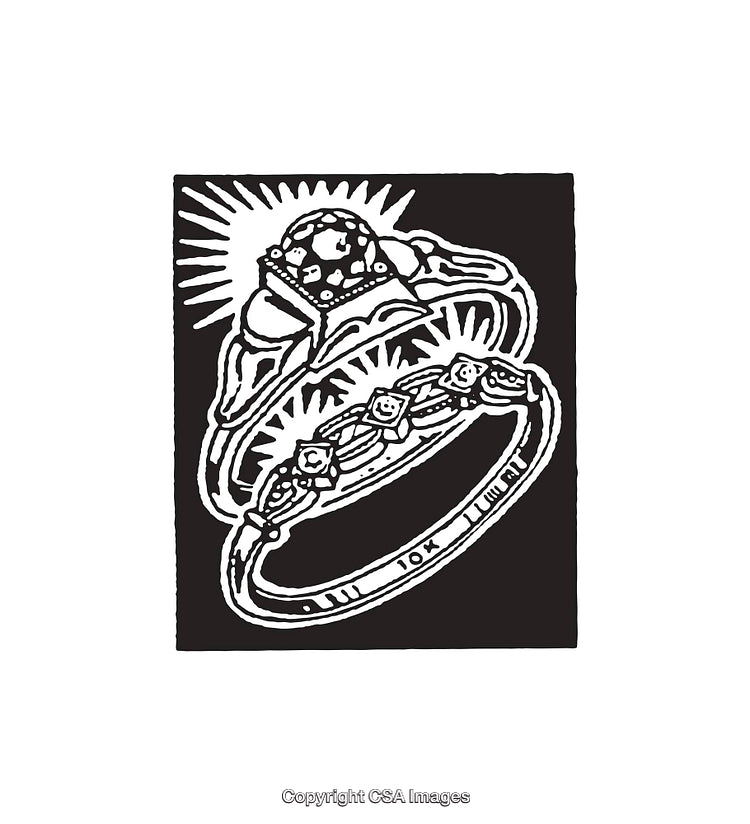 Elegant Black and White Line Art of Decorative Rings