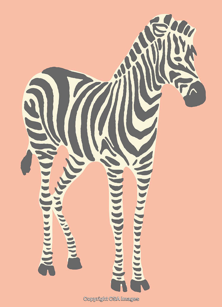 Colorful Line Art Illustration of a Zebra on a Pastel Background