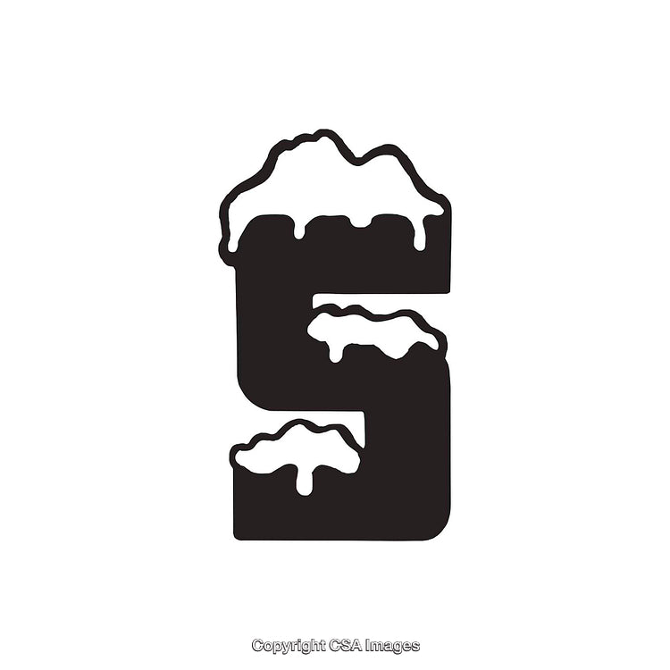 Snow-Covered Letter S in Minimalist Black and White Design