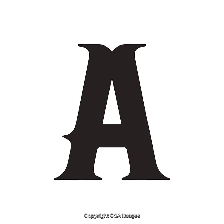Bold Black Letter A Typography on White Background