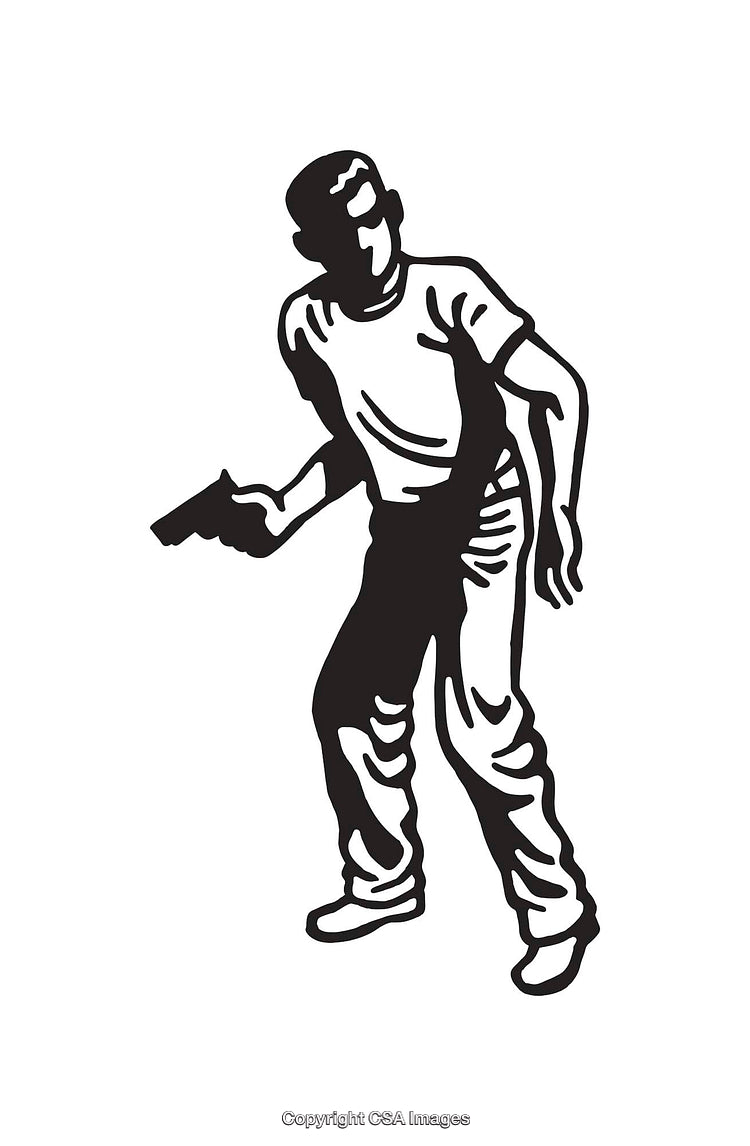 Black and White Illustration of a Person in a Dramatic Pose