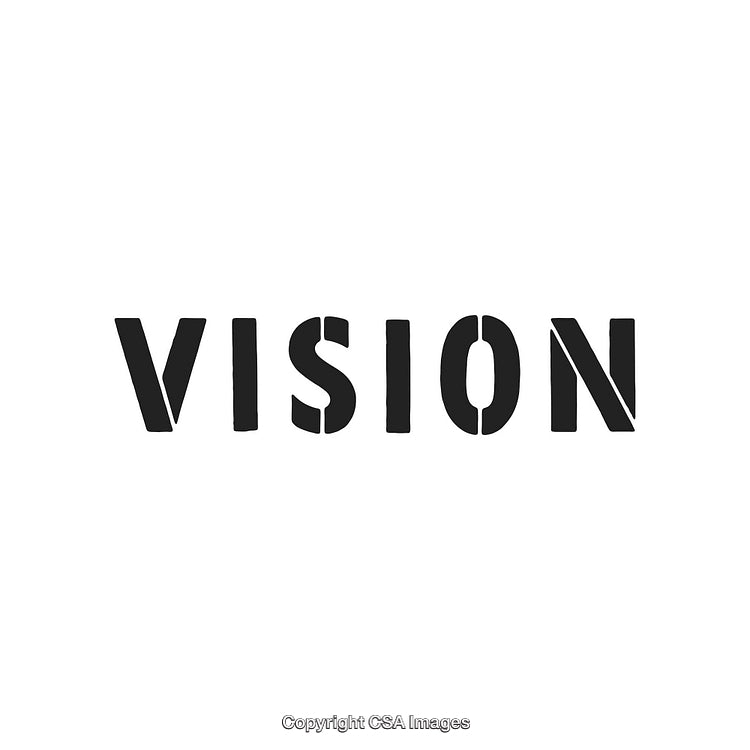 Modern Typography Design Featuring The Word Vision on a White Background