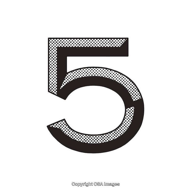Bold Illustrative Design of the Number Five in Monochrome Style