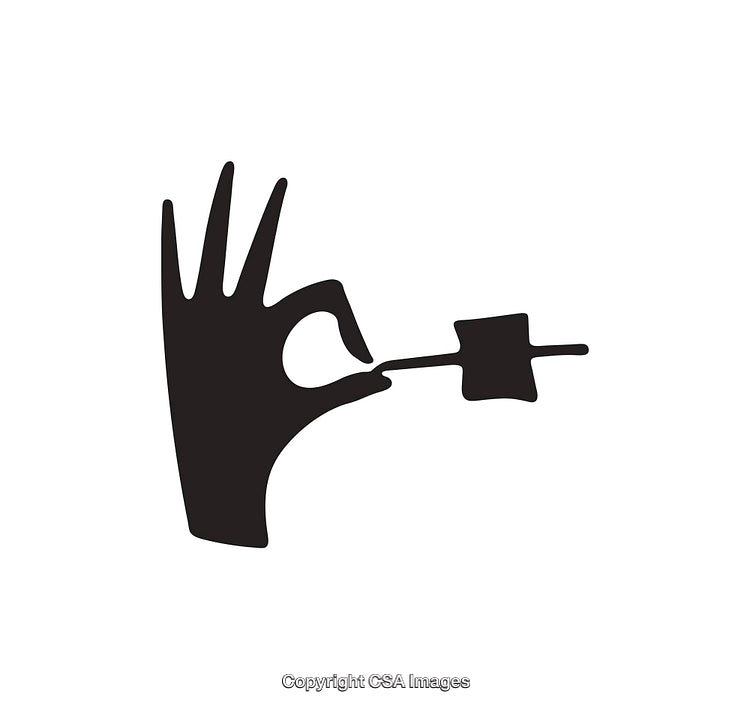 Minimalist Icon of a Hand Holding a Square Object on a Stick
