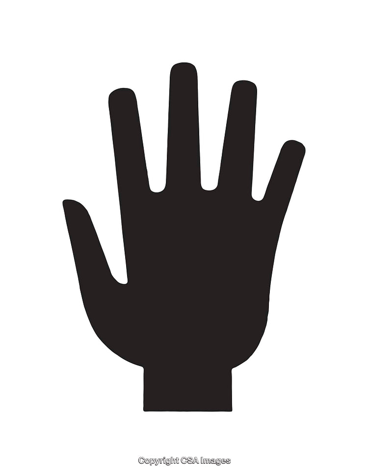 Black Silhouette Hand Icon Signifying Touch and Interaction