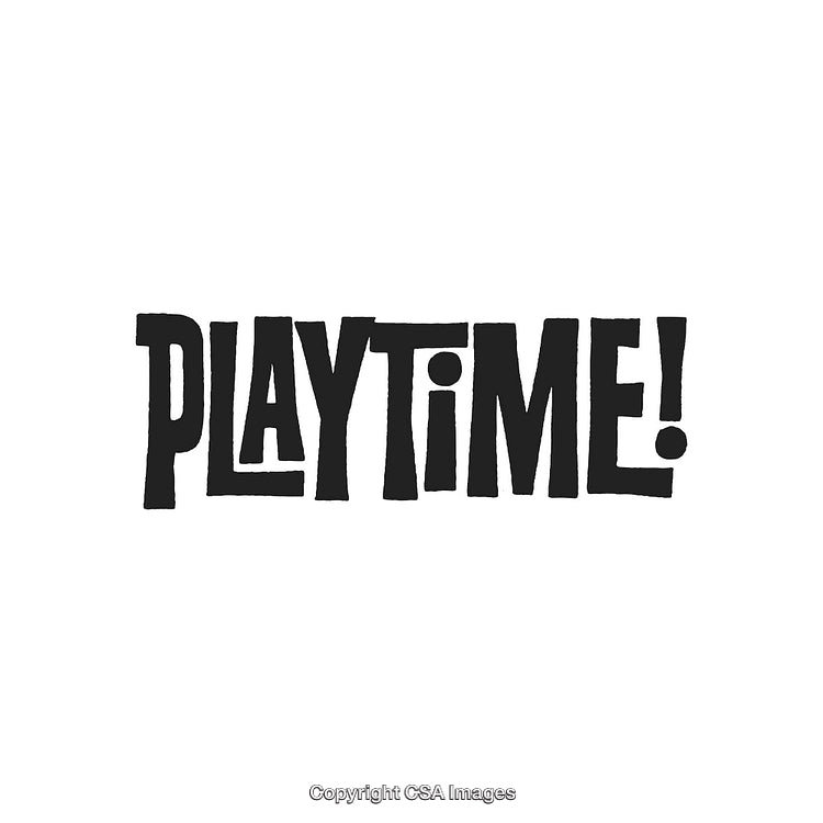 Bold Handwritten 'Playtime!' Text Doodle in Black On White Background