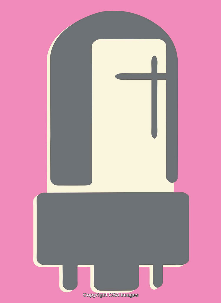 Stylized Illustration of a Vacuum Tube Lamp with Pink Background