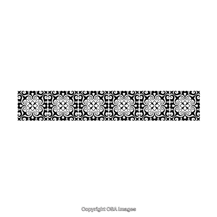 Intricate Black and White Ornamental Border Design with Repeated Patterns