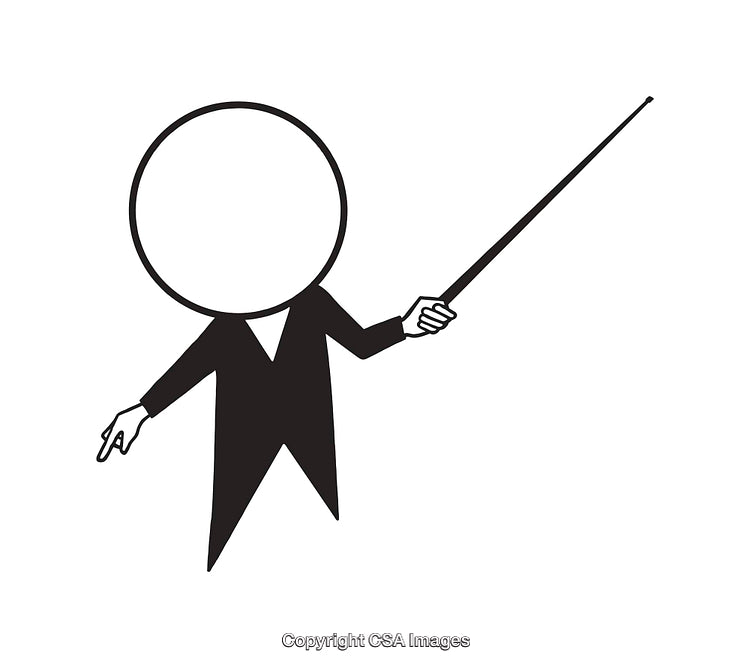 Minimalist Black and White Line Art of a Character Using a Pointer