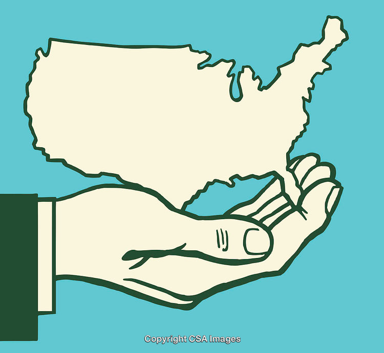Illustration of a Hand Holding the United States Map