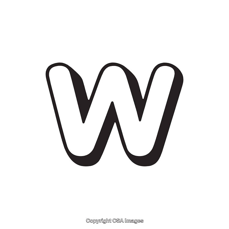 Bold Outline of Letter W in Black and White Design