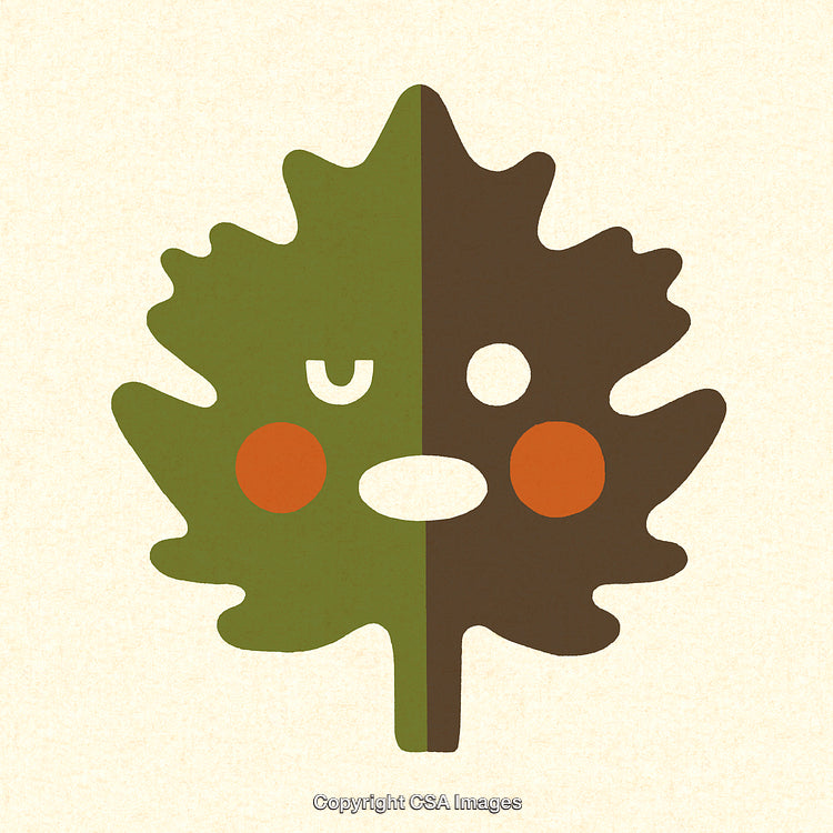 Whimsical Abstract Artistic Leaf Design with Symmetrical Dual Toned Features