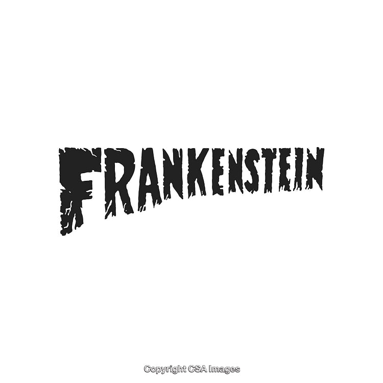 Frankenstein Text Logo in Spooky Distressed Font Style on White Background