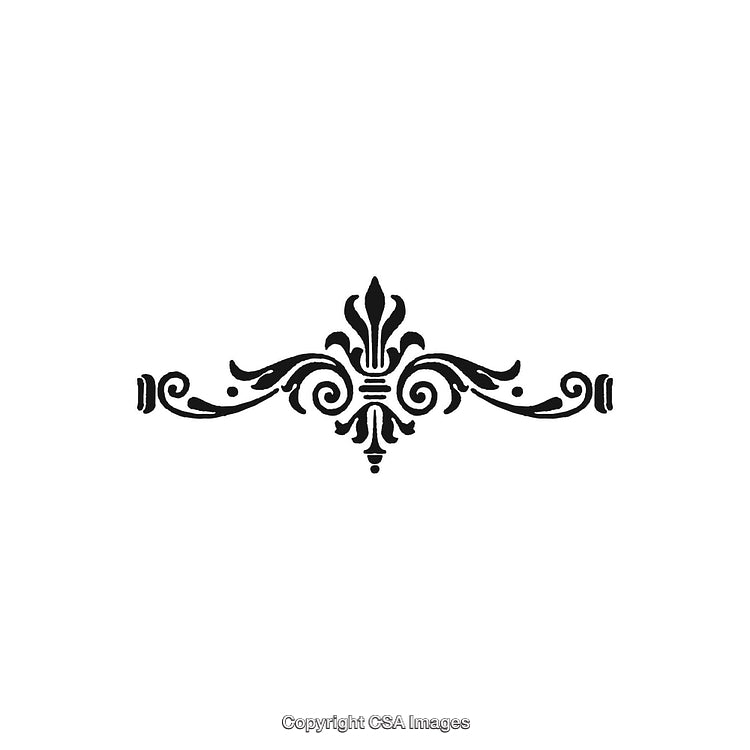 Elegant Vintage Fleur-De-Lis Ornament with Symmetrical Baroque Design