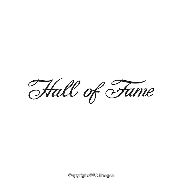 Elegant Script Spelling Hall of Fame on White Background