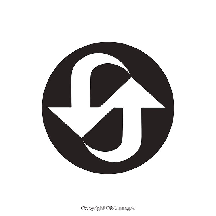 Black and White Abstract Symbol Featuring Circular Arrows