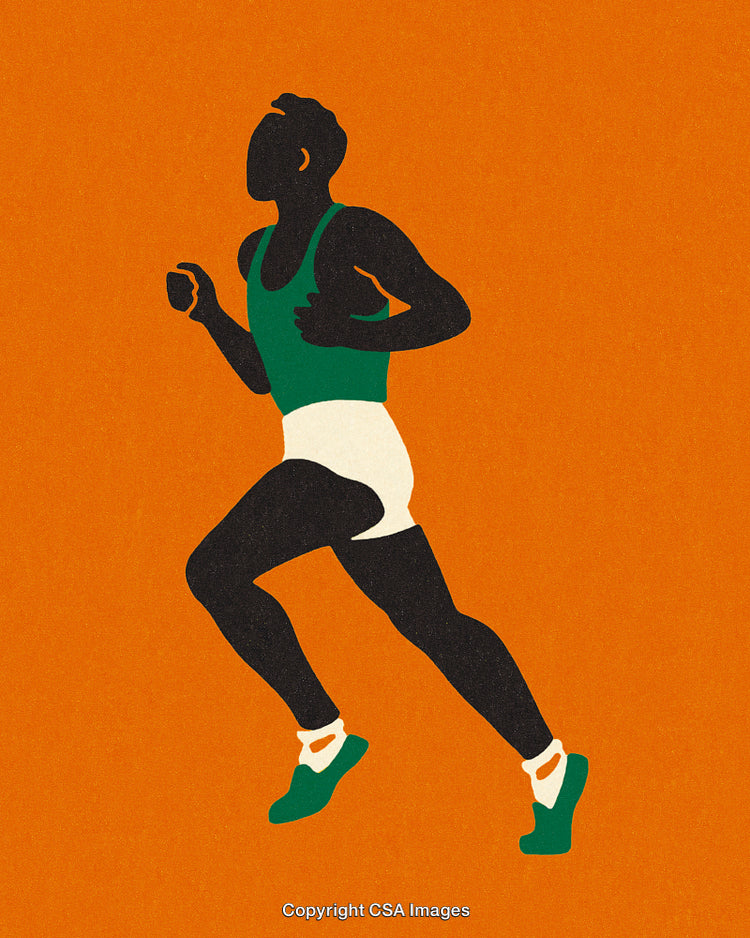 Stylized Silhouette of a Runner Against a Vibrant Orange Background